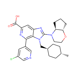 C[C@H]1CC[C@H](Cn2c(N3CCO[C@H]4CCC[C@@H]43)nc3cc(C(=O)O)nc(-c4cncc(Cl)c4)c32)CC1 ZINC001772637803