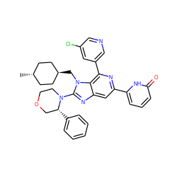 C[C@H]1CC[C@H](Cn2c(N3CCOC[C@H]3c3ccccc3)nc3cc(-c4cccc(=O)[nH]4)nc(-c4cncc(Cl)c4)c32)CC1 ZINC000261101231