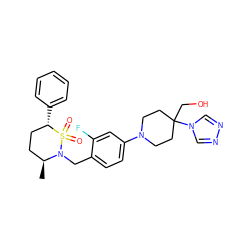 C[C@H]1CC[C@H](c2ccccc2)S(=O)(=O)N1Cc1ccc(N2CCC(CO)(n3cnnc3)CC2)cc1F ZINC000473154577