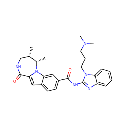 C[C@H]1CNC(=O)c2cc3ccc(C(=O)Nc4nc5ccccc5n4CCCN(C)C)cc3n2[C@H]1C ZINC000117697635