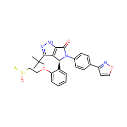 C[S@@+]([O-])CCOc1ccccc1[C@H]1c2c(C(C)(C)C)n[nH]c2C(=O)N1c1ccc(-c2ccon2)cc1 ZINC000096177176