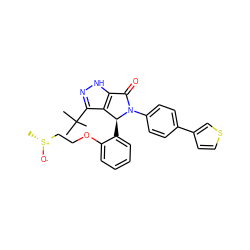 C[S@@+]([O-])CCOc1ccccc1[C@H]1c2c(C(C)(C)C)n[nH]c2C(=O)N1c1ccc(-c2ccsc2)cc1 ZINC000096177084