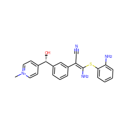 C[n+]1ccc([C@H](O)c2cccc(/C(C#N)=C(\N)Sc3ccccc3N)c2)cc1 ZINC000038145332