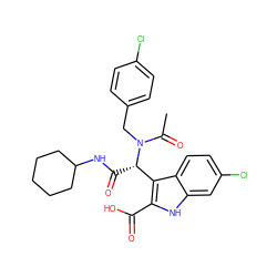 CC(=O)N(Cc1ccc(Cl)cc1)[C@@H](C(=O)NC1CCCCC1)c1c(C(=O)O)[nH]c2cc(Cl)ccc12 ZINC000113887664