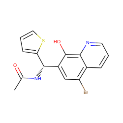 CC(=O)N[C@H](c1cccs1)c1cc(Br)c2cccnc2c1O ZINC000036380872