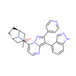 CC(=O)N1[C@H]2CC[C@H]1CC(c1ccnc3c(-c4cccc5[nH]ncc45)c(-c4ccncc4)nn13)C2 ZINC000101299343