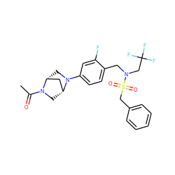 CC(=O)N1C[C@@H]2C[C@H]1CN2c1ccc(CN(CC(F)(F)F)S(=O)(=O)Cc2ccccc2)c(F)c1 ZINC000147234048