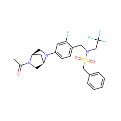 CC(=O)N1C[C@H]2C[C@@H]1CN2c1ccc(CN(CC(F)(F)F)S(=O)(=O)Cc2ccccc2)c(F)c1 ZINC000223153849