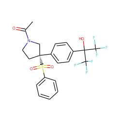 CC(=O)N1CC[C@@](c2ccc(C(O)(C(F)(F)F)C(F)(F)F)cc2)(S(=O)(=O)c2ccccc2)C1 ZINC001772632302