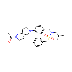 CC(=O)N1CC[C@@]2(CCN(c3ccc(CN(CC(C)C)S(=O)(=O)Cc4ccccc4)cc3)C2)C1 ZINC000147235475