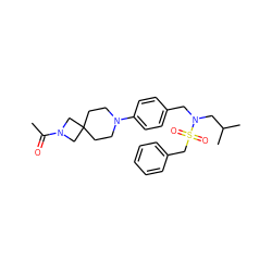 CC(=O)N1CC2(CCN(c3ccc(CN(CC(C)C)S(=O)(=O)Cc4ccccc4)cc3)CC2)C1 ZINC000147287747