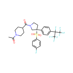 CC(=O)N1CCC(C(=O)N2CC[C@](c3ccc(C(F)(C(F)(F)F)C(F)(F)F)cc3)(S(=O)(=O)c3ccc(F)cc3)C2)CC1 ZINC001772606314