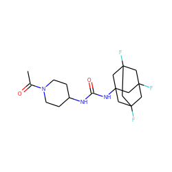 CC(=O)N1CCC(NC(=O)NC23CC4(F)CC(F)(CC(F)(C4)C2)C3)CC1 ZINC000066076131