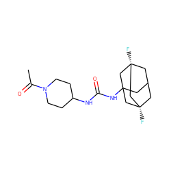 CC(=O)N1CCC(NC(=O)NC23CC4C[C@](F)(C2)C[C@@](F)(C4)C3)CC1 ZINC000066076128
