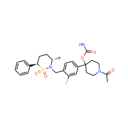 CC(=O)N1CCC(OC([NH])=O)(c2ccc(CN3[C@@H](C)CC[C@H](c4ccccc4)S3(=O)=O)c(F)c2)CC1 ZINC000473159781
