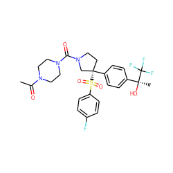 CC(=O)N1CCN(C(=O)N2CC[C@](c3ccc([C@](C)(O)C(F)(F)F)cc3)(S(=O)(=O)c3ccc(F)cc3)C2)CC1 ZINC001772608047