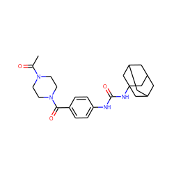 CC(=O)N1CCN(C(=O)c2ccc(NC(=O)NC34CC5CC(CC(C5)C3)C4)cc2)CC1 ZINC000169329975