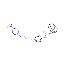 CC(=O)N1CCN(CCCCOc2ccc(NC(=O)NC34CC5CC(CC(C5)C3)C4)cc2)CC1 ZINC000066259231