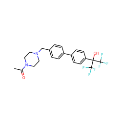 CC(=O)N1CCN(Cc2ccc(-c3ccc(C(O)(C(F)(F)F)C(F)(F)F)cc3)cc2)CC1 ZINC000095537675