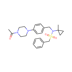 CC(=O)N1CCN(c2ccc(CN(C3(C)CC3)S(=O)(=O)Cc3ccccc3)cc2)CC1 ZINC000147251224