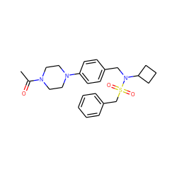 CC(=O)N1CCN(c2ccc(CN(C3CCC3)S(=O)(=O)Cc3ccccc3)cc2)CC1 ZINC000147262020