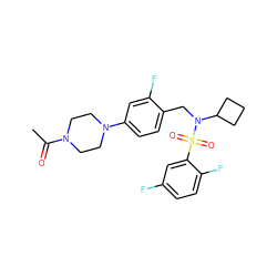 CC(=O)N1CCN(c2ccc(CN(C3CCC3)S(=O)(=O)c3cc(F)ccc3F)c(F)c2)CC1 ZINC000147277697