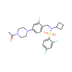 CC(=O)N1CCN(c2ccc(CN(C3CCC3)S(=O)(=O)c3ccc(F)cc3F)c(F)c2)CC1 ZINC000147276392