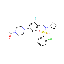 CC(=O)N1CCN(c2ccc(CN(C3CCC3)S(=O)(=O)c3ccccc3Cl)c(F)c2)CC1 ZINC000147281408
