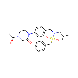 CC(=O)N1CCN(c2ccc(CN(CC(C)C)S(=O)(=O)Cc3ccccc3)cc2)C(=O)C1 ZINC000147251887