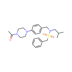 CC(=O)N1CCN(c2ccc(CN(CC(C)C)S(=O)(=O)Cc3ccccc3)cc2)CC1 ZINC000222072750