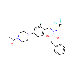 CC(=O)N1CCN(c2ccc(CN(CC(F)(F)F)S(=O)(=O)Cc3ccccc3)c(F)c2)CC1 ZINC000143798149