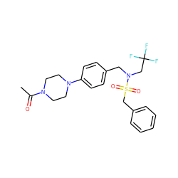 CC(=O)N1CCN(c2ccc(CN(CC(F)(F)F)S(=O)(=O)Cc3ccccc3)cc2)CC1 ZINC000143890265