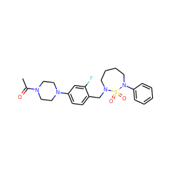 CC(=O)N1CCN(c2ccc(CN3CCCCN(c4ccccc4)S3(=O)=O)c(F)c2)CC1 ZINC000169710358