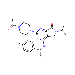 CC(=O)N1CCN(c2nc(N[C@H](C)c3ccc(C)cc3)c3c(n2)C(=O)N(C(C)C)C3)CC1 ZINC000084633400