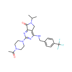 CC(=O)N1CCN(c2nc(NCc3ccc(C(F)(F)F)cc3)c3c(n2)C(=O)N(C(C)C)C3)CC1 ZINC000084596892
