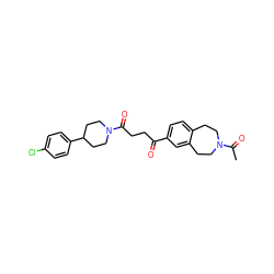 CC(=O)N1CCc2ccc(C(=O)CCC(=O)N3CCC(c4ccc(Cl)cc4)CC3)cc2CC1 ZINC000073159945