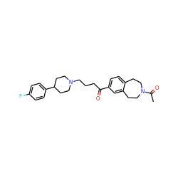 CC(=O)N1CCc2ccc(C(=O)CCCN3CCC(c4ccc(F)cc4)CC3)cc2CC1 ZINC000073160446