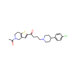 CC(=O)N1CCc2sc(C(=O)CCCN3CCC(c4ccc(Cl)cc4)CC3)cc2C1 ZINC000073169303