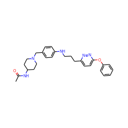 CC(=O)NC1CCN(Cc2ccc(NCCCc3ccc(Oc4ccccc4)nn3)cc2)CC1 ZINC000473098101