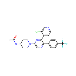 CC(=O)NC1CCN(c2cnc(-c3ccc(C(F)(F)F)cc3)c(-c3ccncc3Cl)n2)CC1 ZINC000040973878