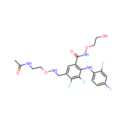 CC(=O)NCCONCc1cc(C(=O)NOCCO)c(Nc2ccc(I)cc2F)c(F)c1F ZINC000096175812