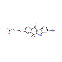CC(=O)NCCOc1ccc2c(c1)C(C)(C)c1[nH]c3cc(C#N)ccc3c1C2=O ZINC000071340342