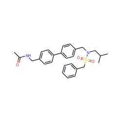 CC(=O)NCc1ccc(-c2ccc(CN(CC(C)C)S(=O)(=O)Cc3ccccc3)cc2)cc1 ZINC000148828594