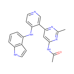 CC(=O)Nc1cc(-c2cnccc2Nc2cccc3[nH]ccc23)nc(C)n1 ZINC000113150726