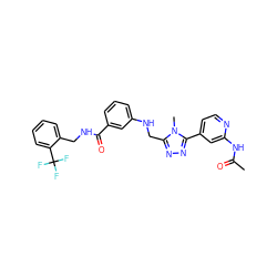 CC(=O)Nc1cc(-c2nnc(CNc3cccc(C(=O)NCc4ccccc4C(F)(F)F)c3)n2C)ccn1 ZINC001772622369