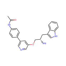 CC(=O)Nc1ccc(-c2cncc(OC[C@@H](N)Cc3c[nH]c4ccccc34)c2)cc1 ZINC000014957502