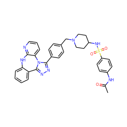 CC(=O)Nc1ccc(S(=O)(=O)NC2CCN(Cc3ccc(-c4nnc5n4-c4cccnc4Nc4ccccc4-5)cc3)CC2)cc1 ZINC000096174084