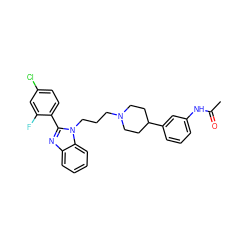 CC(=O)Nc1cccc(C2CCN(CCCn3c(-c4ccc(Cl)cc4F)nc4ccccc43)CC2)c1 ZINC000043201386