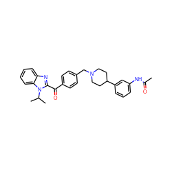CC(=O)Nc1cccc(C2CCN(Cc3ccc(C(=O)c4nc5ccccc5n4C(C)C)cc3)CC2)c1 ZINC000169321676