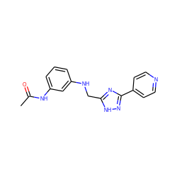 CC(=O)Nc1cccc(NCc2nc(-c3ccncc3)n[nH]2)c1 ZINC001772650846